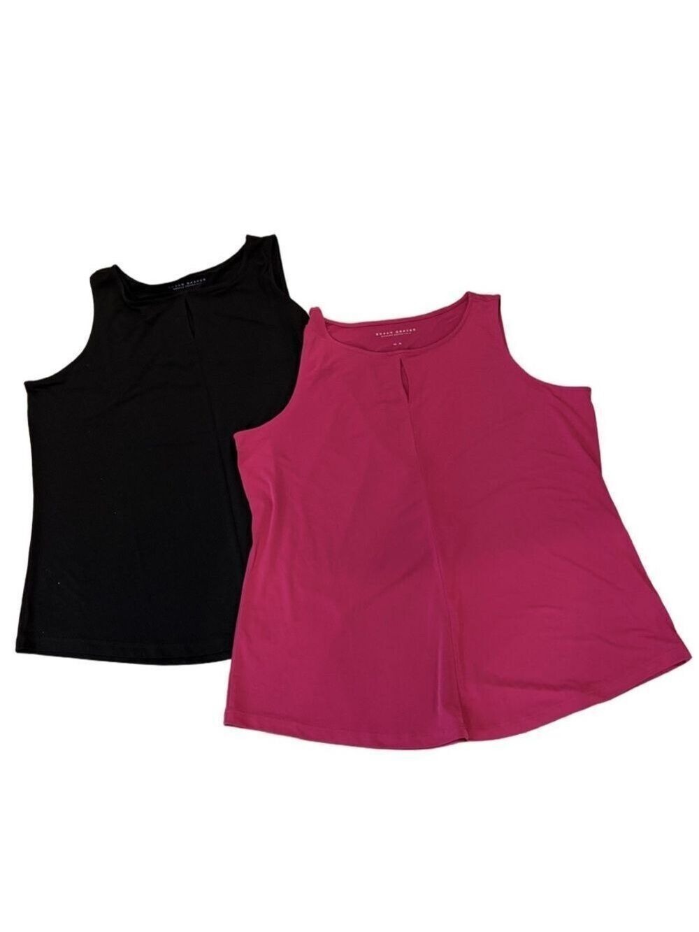 Susan Graver XL tank tops set of 2 wardrobe essentials layer career black pink